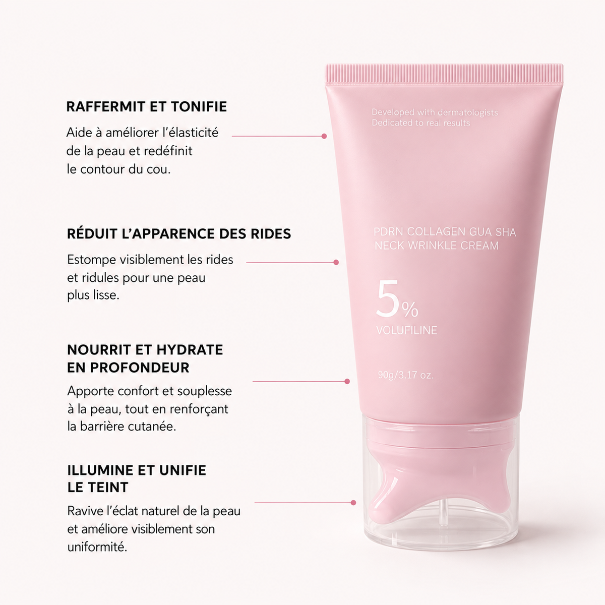 Crème Cou & Décolleté PDRN + Collagène avec Gua Sha – Roselin