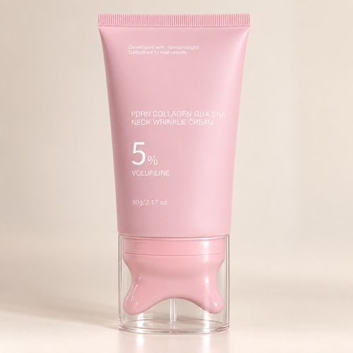 Tube de crème rosélin pour le cou et le décolleté, embout gua sha intégré 